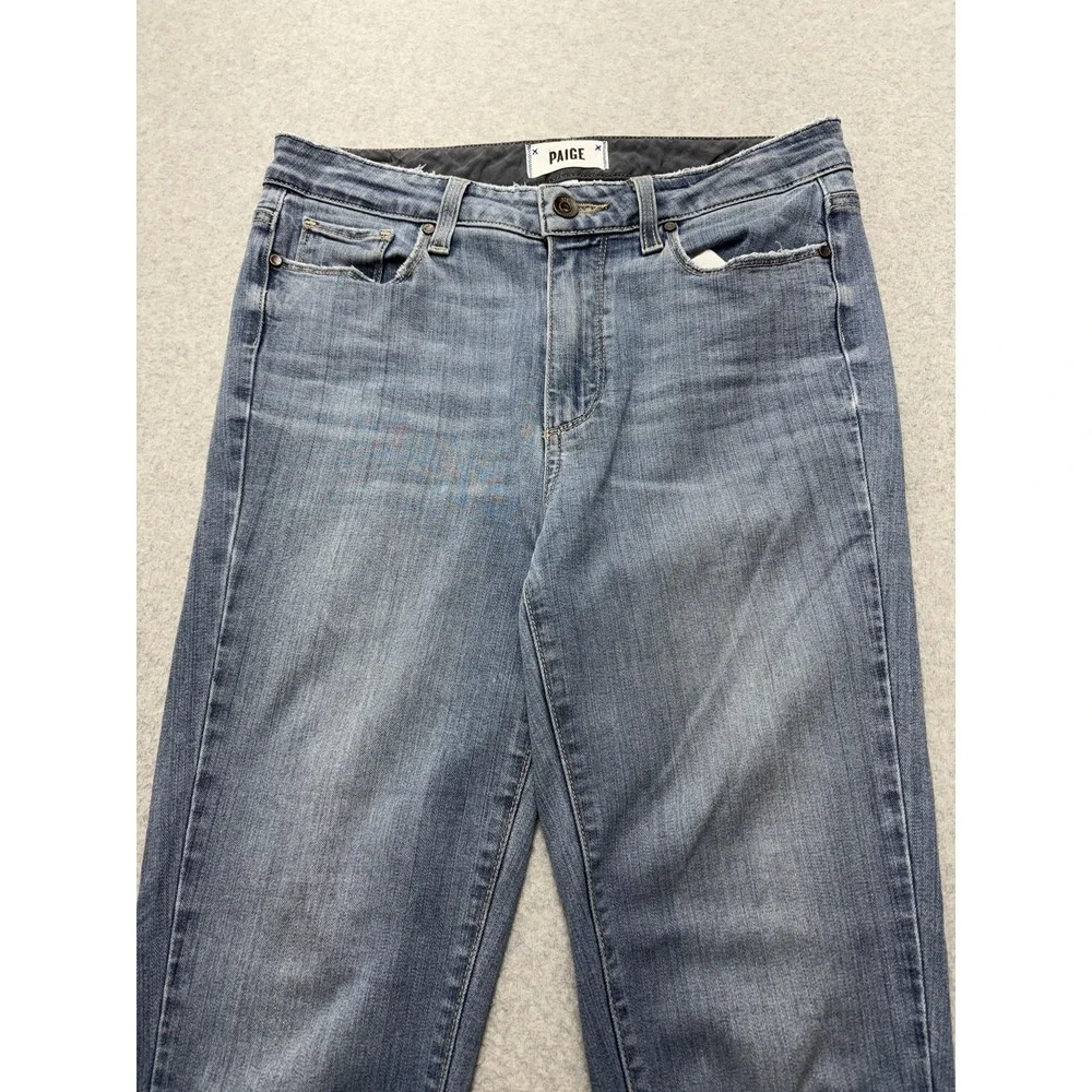 Paige Hoxton Ankle Jeans‎ Womens 28 Blue Medium Wash Raw Hem Distressed Stretch